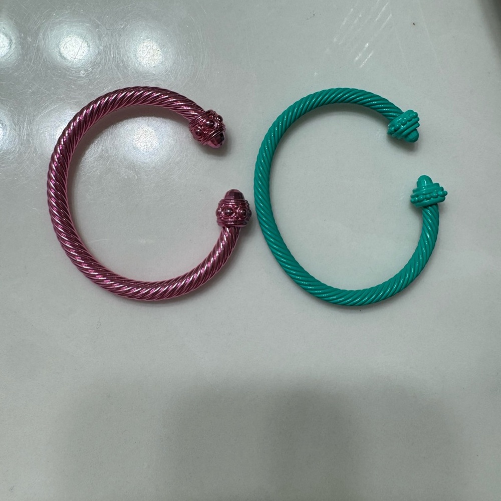 Pink and Green Twisted Bracelets